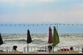 Empty embankment on the background of the sea