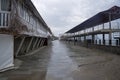 Empty embankment in a small resort town in the Crimea. Cloudy an