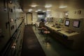 Empty Engine control room on the cargo ship