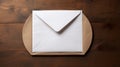 Empty Envelope On Brown Wooden Table: A Precisionist Style Photo