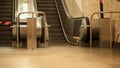 Empty escalator in metro is moving up. Media. One working escalator staircase going up. Empty subway during quarantine Royalty Free Stock Photo