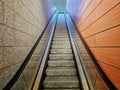 Empty escalator stairs at the end of the subway line Royalty Free Stock Photo