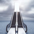 Empty escalator to open door