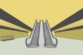 Empty Escalators in a Modern Transit Hub, urban infrastructure concept with copy space Royalty Free Stock Photo
