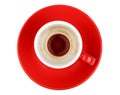 Empty espresso coffee in red cup isolated on white Royalty Free Stock Photo