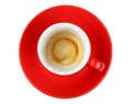 Empty espresso coffee in red cup isolated on white Royalty Free Stock Photo