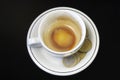 Empty Espresso and Tip in Euros Royalty Free Stock Photo