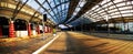 An empty european train station