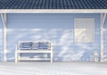 Empty exterior wall with blue wood plank 3d render