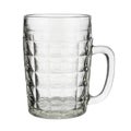 Empty faceted transparent glass beer mug isolated on white background Royalty Free Stock Photo