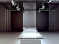 Empty fashion runway podium stage interior realistic background 3d render illustration Royalty Free Stock Photo