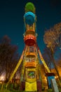 Empty Ferris wheel at night in an amusement park Royalty Free Stock Photo