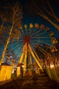 Empty Ferris wheel at night in an amusement park Royalty Free Stock Photo