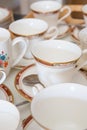 Empty fine bone China teacups and saucers Royalty Free Stock Photo