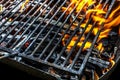 Empty Flaming Charcoal Grill With Flames Of Fire close up Royalty Free Stock Photo