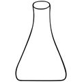 An empty flask for the reagent. Glass container for chemical research in the laboratory. Vector illustration. Sketch.