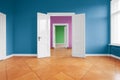 Empty flat, apartment rooms with fresh painted colorful walls Royalty Free Stock Photo