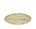 Empty flat wooden dish isolated on white background