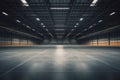 Empty floor, interior of industrial, commercial building. Construction by metal, steel, concrete. Modern factory, warehouse, Royalty Free Stock Photo