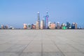 Empty floor and magic shanghai skyline Royalty Free Stock Photo