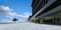 Empty floor and modern office buildings exterior