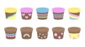 Empty flower pots set vector design illustration isolated on white Royalty Free Stock Photo