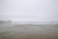 Empty foggy beach