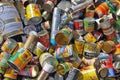 Empty food cans for recycling