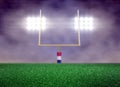 Empty Football Field and Spotlight with Smoke Royalty Free Stock Photo