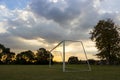 Empty Football Goals at Sunset Royalty Free Stock Photo