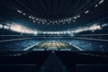 Empty football stadium with lights and seats, Generative AI Royalty Free Stock Photo