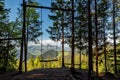 Empty forest swing with beautiful mountain view Royalty Free Stock Photo