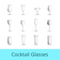 Empty Fragile Cocktail Glasses of All Shapes Set