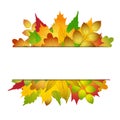 Empty frame border with bright colorful autumn leaves collection on white, stock vector illustration Royalty Free Stock Photo