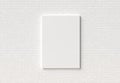 Empty Frame mock up on white brick wall. 3D illustrating. Royalty Free Stock Photo