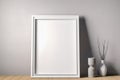 Empty frame mockup on empty neutral wall background. Royalty Free Stock Photo