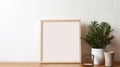 Minimalist Graphic Designer Mockup Frame With Plants On White Background