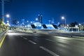 Empty freeway at night And Tel Aviv Cityscape