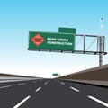 Empty Freeway Road Under Construction Detour Sign Royalty Free Stock Photo