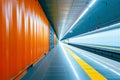 Empty freight train corridor in modern subway station with vivid colors Royalty Free Stock Photo