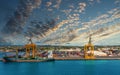 Freighter and Containers in Barbados Port Royalty Free Stock Photo