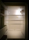 Empty fridge interior, frontal view Royalty Free Stock Photo