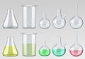 Empty and full lab glassware set Royalty Free Stock Photo