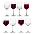 Empty and full transparency wine glass. Vector.