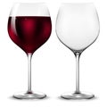 Empty and full transparency wine glass. Vector