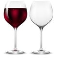 Empty and full transparency wine glass. Vector