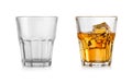 Empty and full whiskey glass isolated Royalty Free Stock Photo