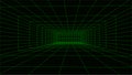 Empty futuristic 3D wireframe room. Vector perspective grid. Cyberspace background. Box with digital space in virtual reality Royalty Free Stock Photo