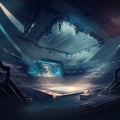 Empty futuristic esports arena is ready for starting Esports championat for gamers. Generative AI