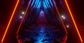 Empty Futuristic Reflective Metal Underground Tunnel Room Night Dark Background Digital Futurism Concept 3D Render